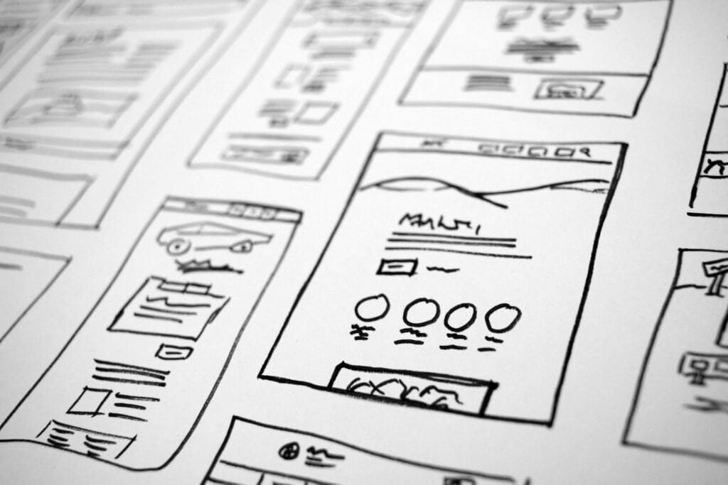 A layout of mobile app UI screens, the kind of work UI/UX designers still direct in the AI era
